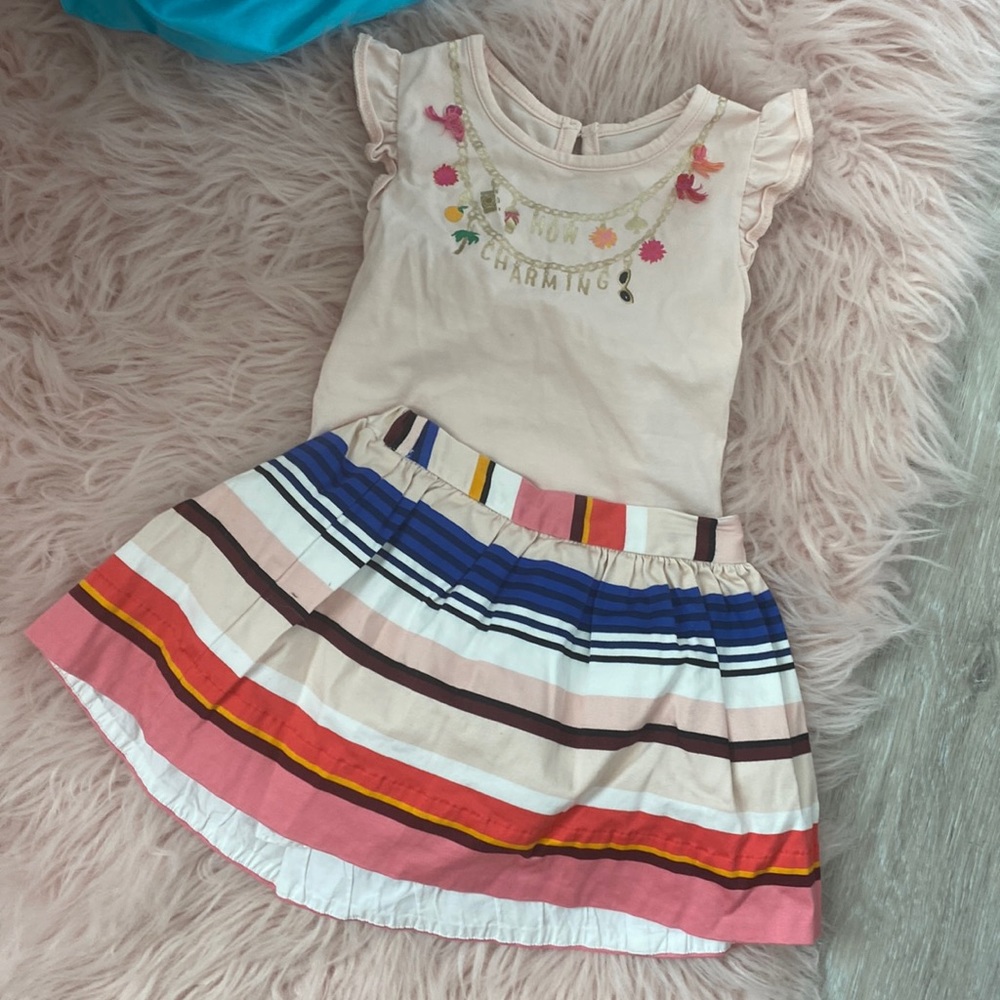 Kate spade girl skirt and onesie outfit 24 months